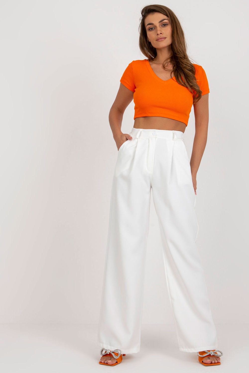 Chaussures à talons femme Italy Moda Pantalon Pantalon — beige