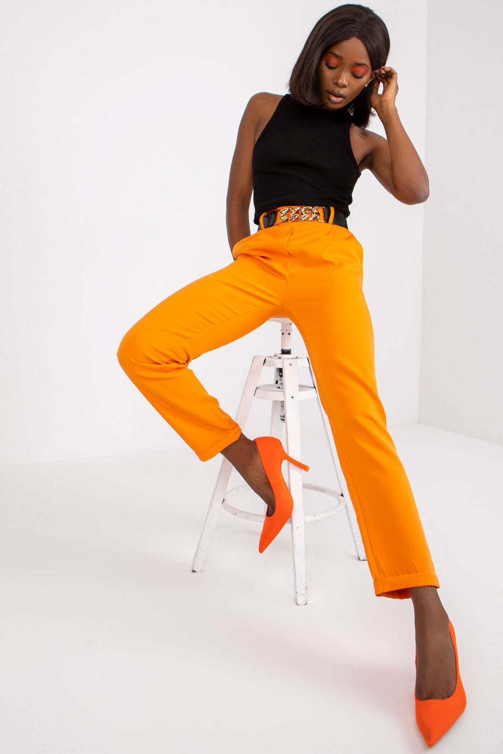 Chaussures à talons femme Italy Moda Pantalon Pantalon — orange