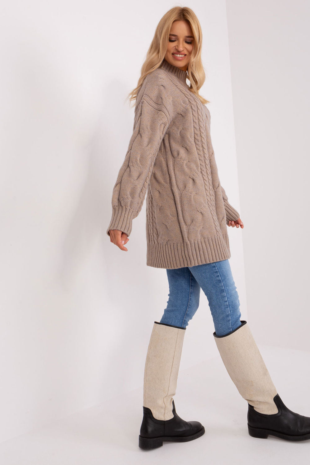 Pull femme AT Chandail Long Chandail — beige