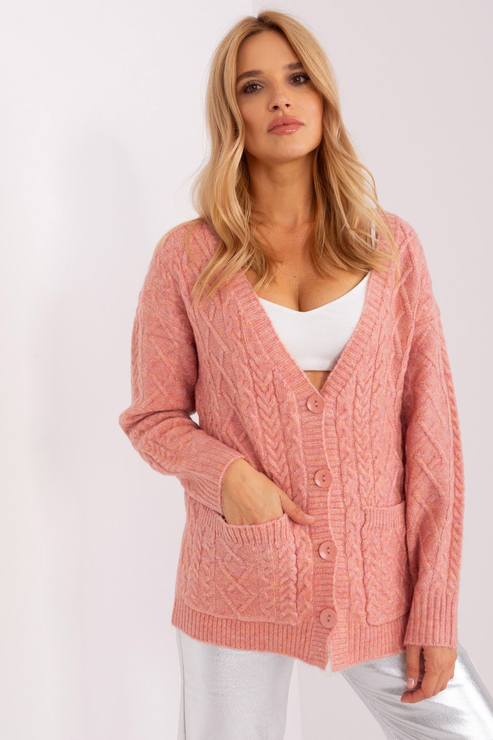 Cardigan femme AT — rosé