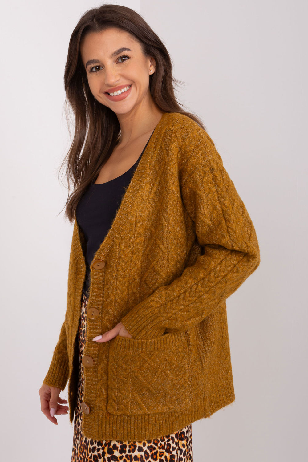 Cardigan femme AT — jaune