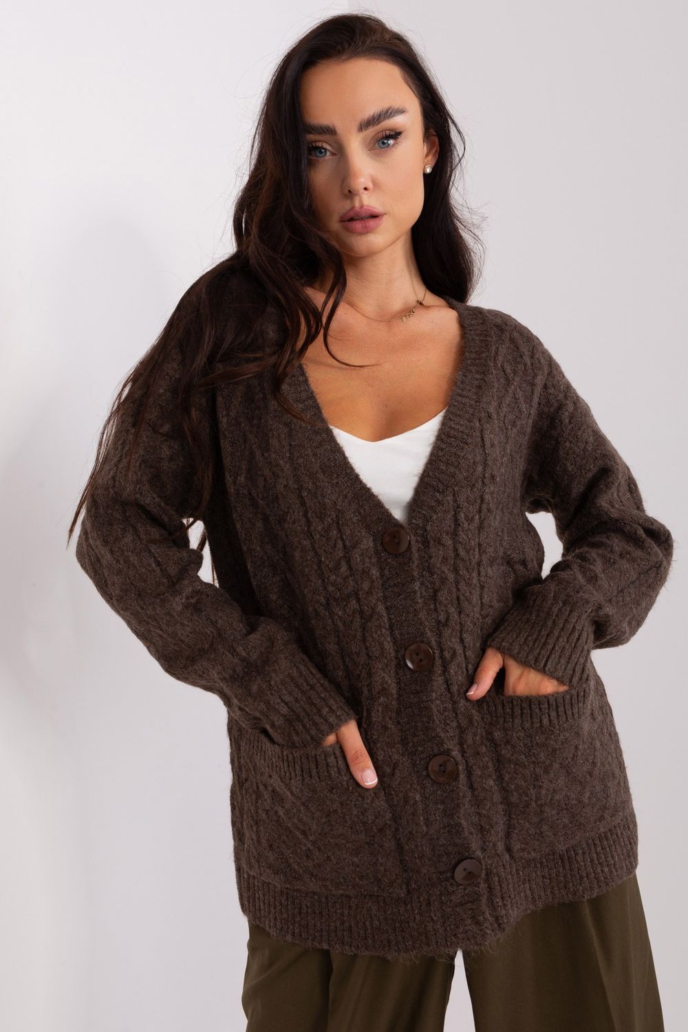 Cardigan femme AT — brun