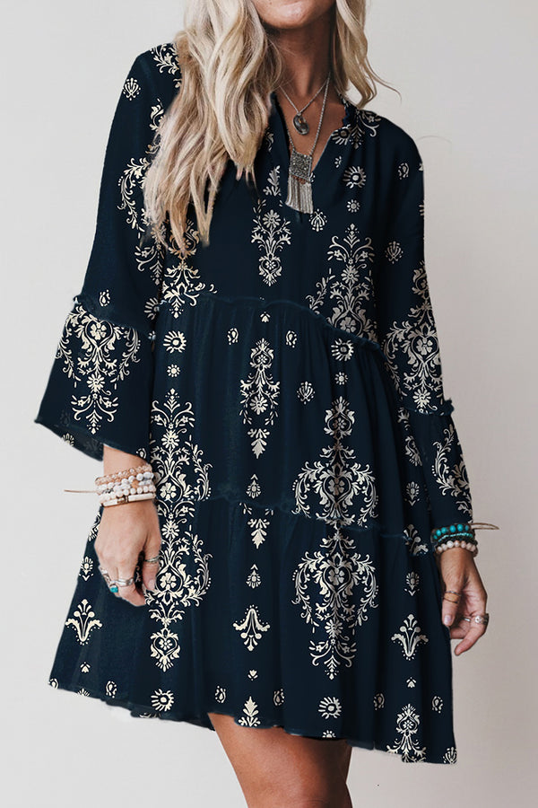 Robe courte femme floral — bleu
