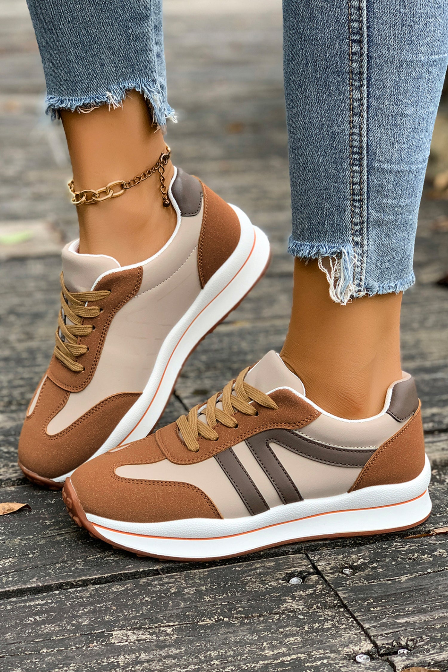 Pièce mode femme patchwork, colorblock — marron