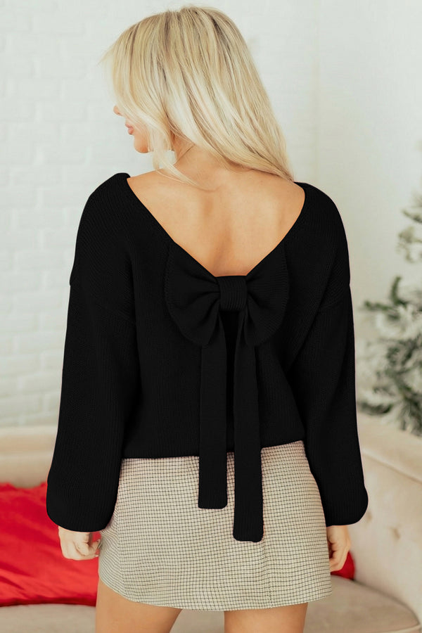 Pull femme manches ballon — noir