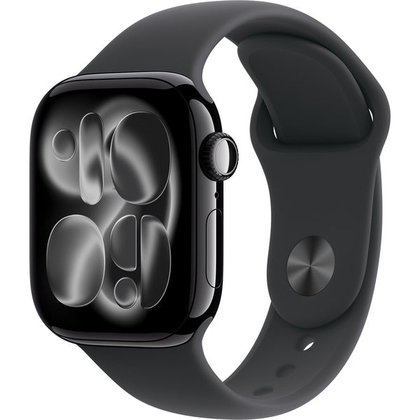 Apple Watch noir (glänzend), Aluminium, 42 mm, bracelet sport noir M/L - Apple - vue 2