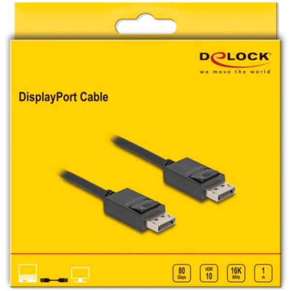 DeLOCK câble DisplayPort 2.1 Stecker > DisplayPort Stecker, 16K, 80 Gbps - DeLOCK - vue 3
