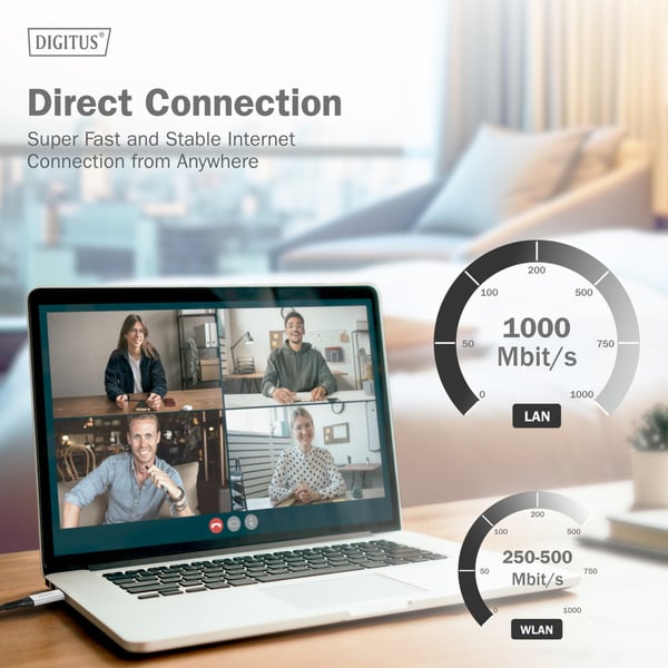 Digitus USB-C 3.2 Gen1 > RJ-45 Ethernet câble, 1Gbit/s, Adapter - Digitus - vue 7