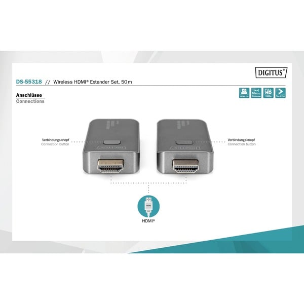 Digitus Wireless Video Extender HDMI > HDMI, 50 mètre, HDMI Verlängerung - Digitus - vue 6