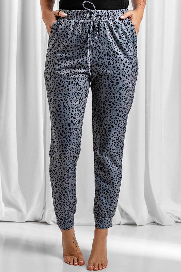 Pièce mode femme léopard, taille élastique, casual — gris-11