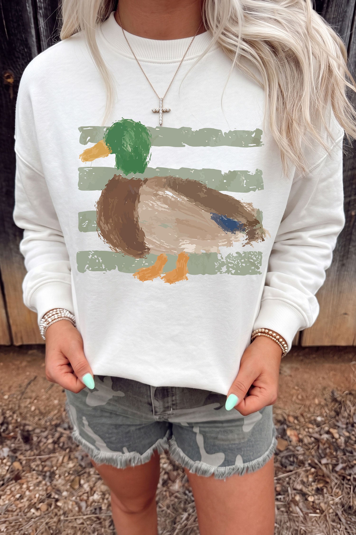 Sweat femme graphique, casual — blanc