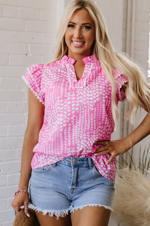 Blouse femme col V — rose