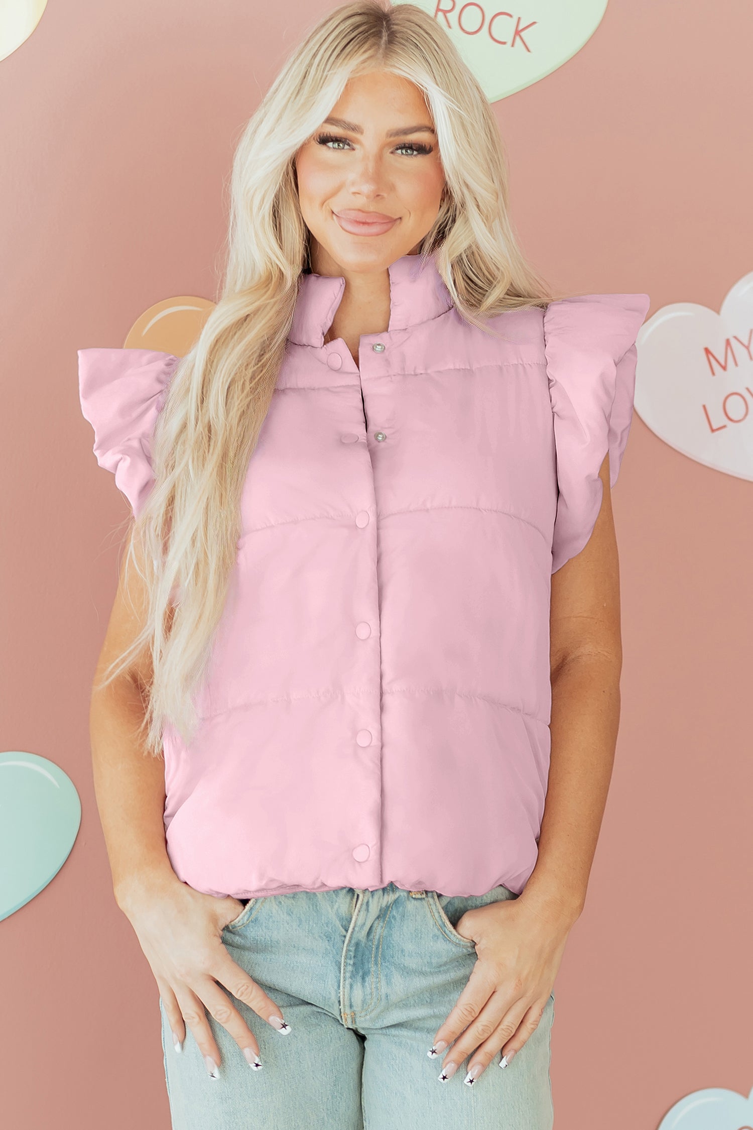 Pièce mode femme boutonnée — rose