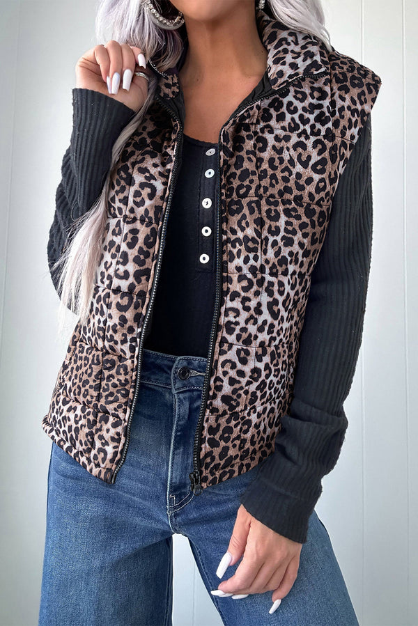 Pièce mode femme léopard, zip, casual — marron