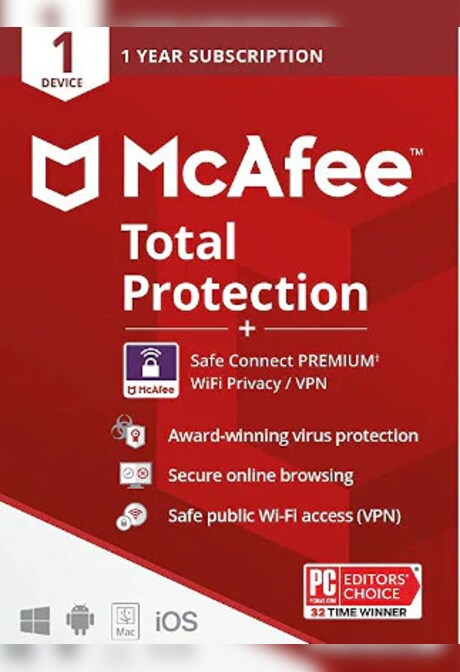 McAfee Total Protection Plus VPN (1 Device, 1 Year) - McAfee Key - LATAM