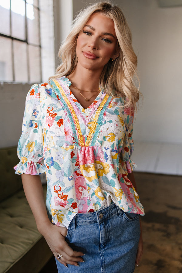 Blouse femme manches bouffantes — rose