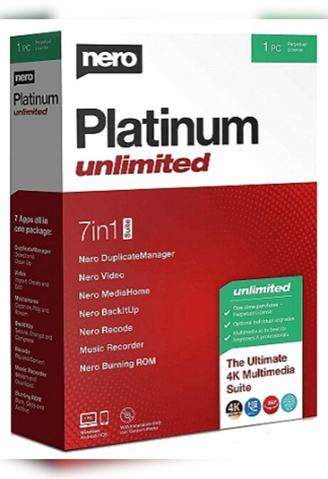 Nero Platinum Unlimited (PC) 1 Device, Lifetime - Nero Key - GLOBAL