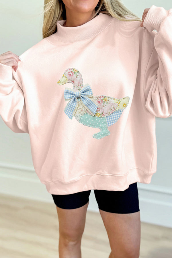 Sweat femme patchwork, col montant — abricot