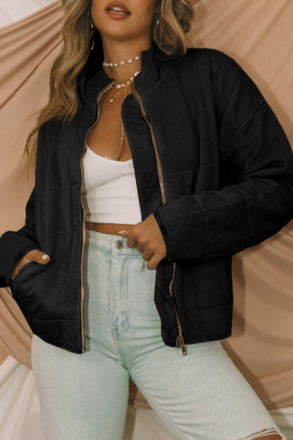 Veste femme zip, poches — noir