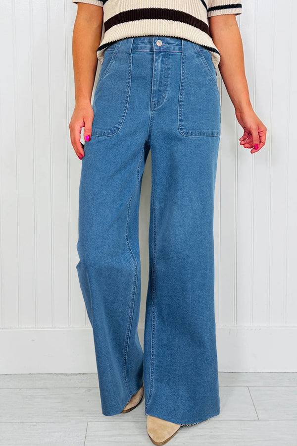 Jean femme poches — bleu