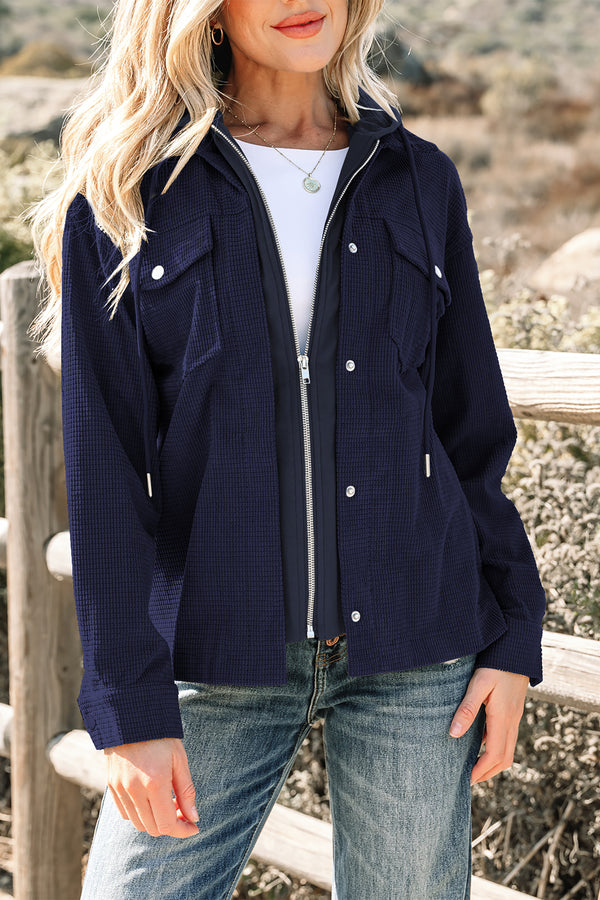 Veste femme en maille, à capuche — bleu