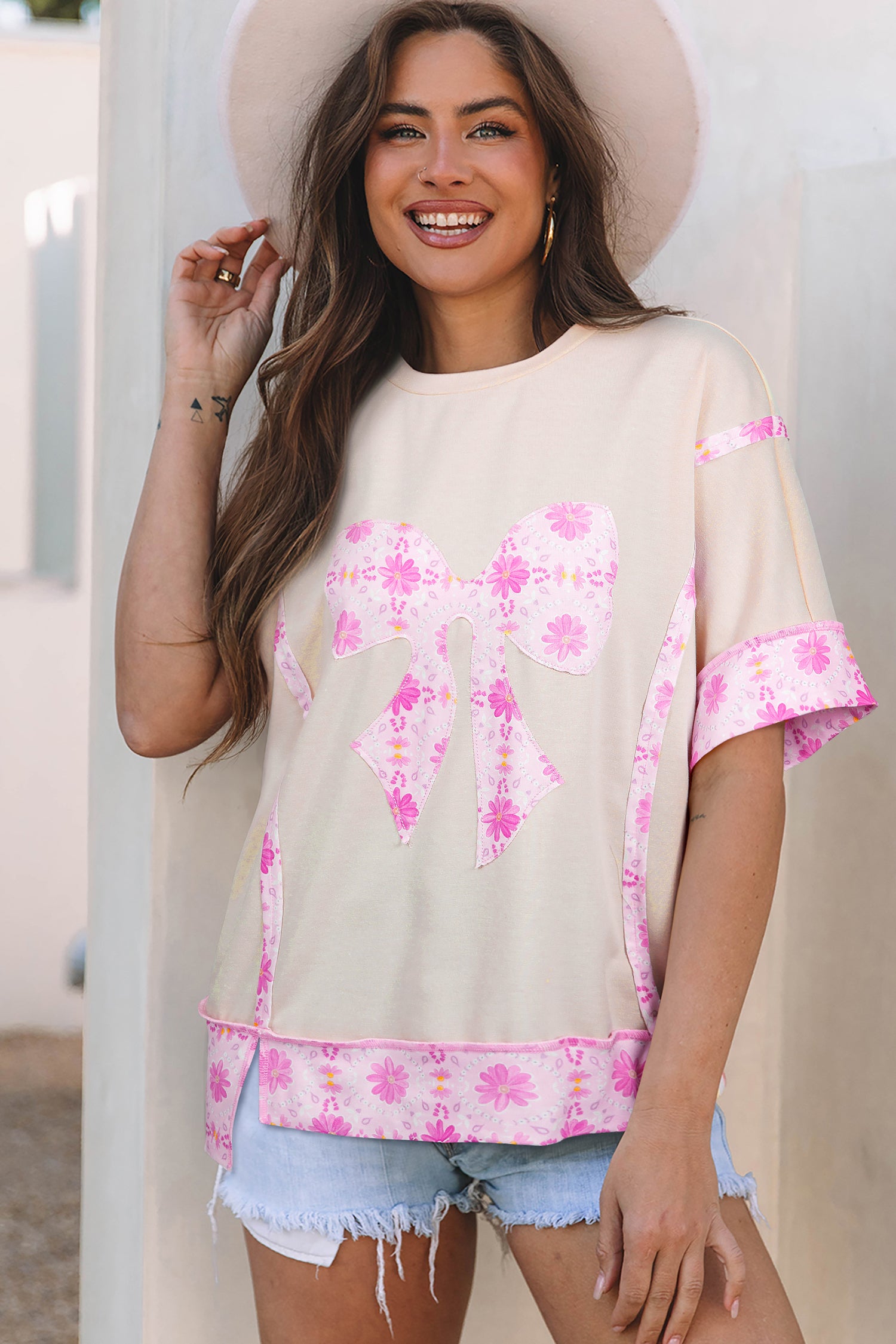 T-shirt femme floral, patchwork
