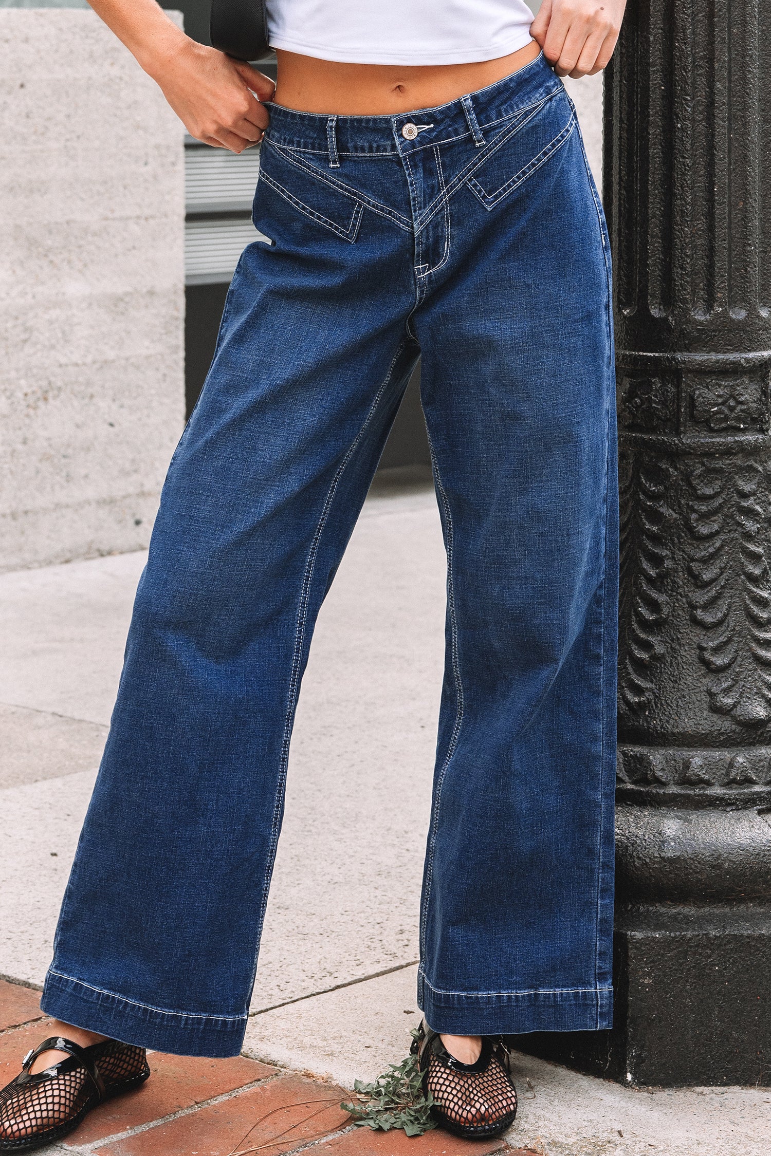 Jean femme ample — bleu