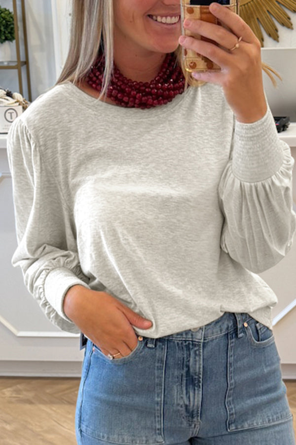 Haut femme smocké, manches bouffantes