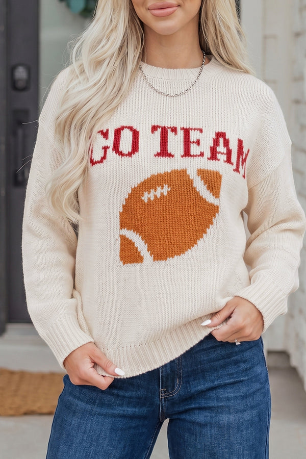 Pull femme en maille, épaules tombantes — beige