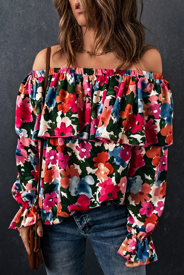 Blouse femme floral, à volants