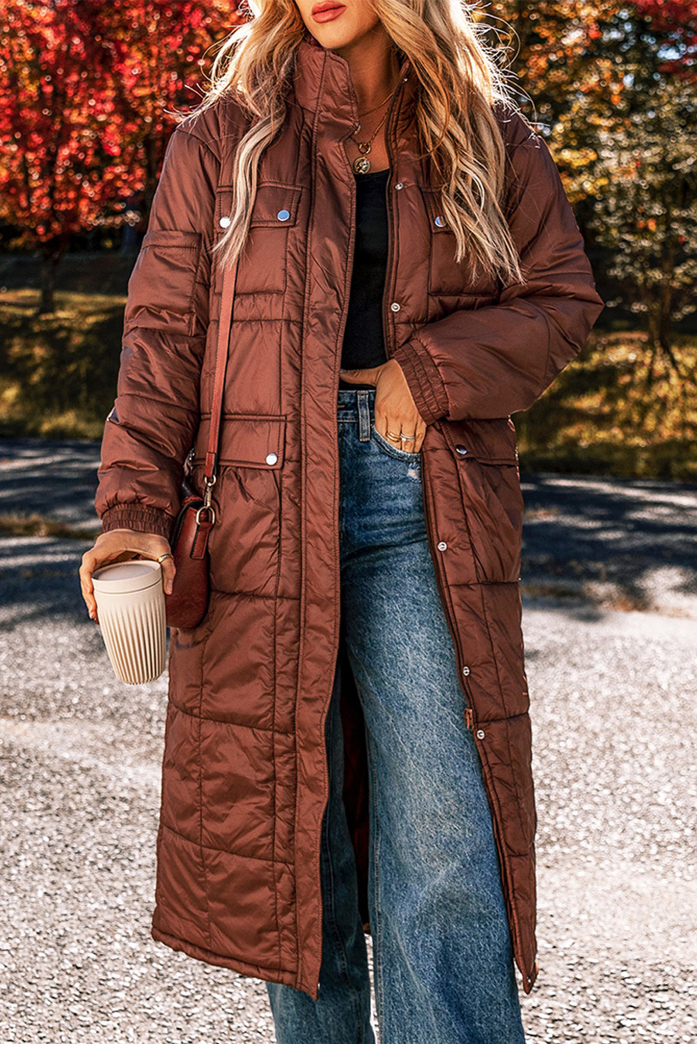 Manteau femme zip — café