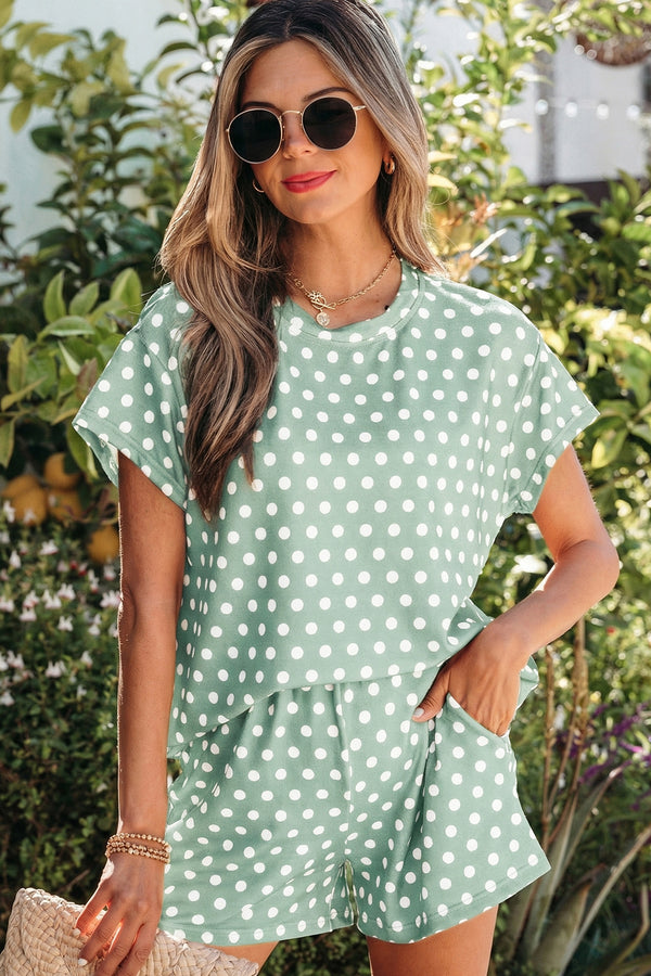 Short femme pois — vert-P920