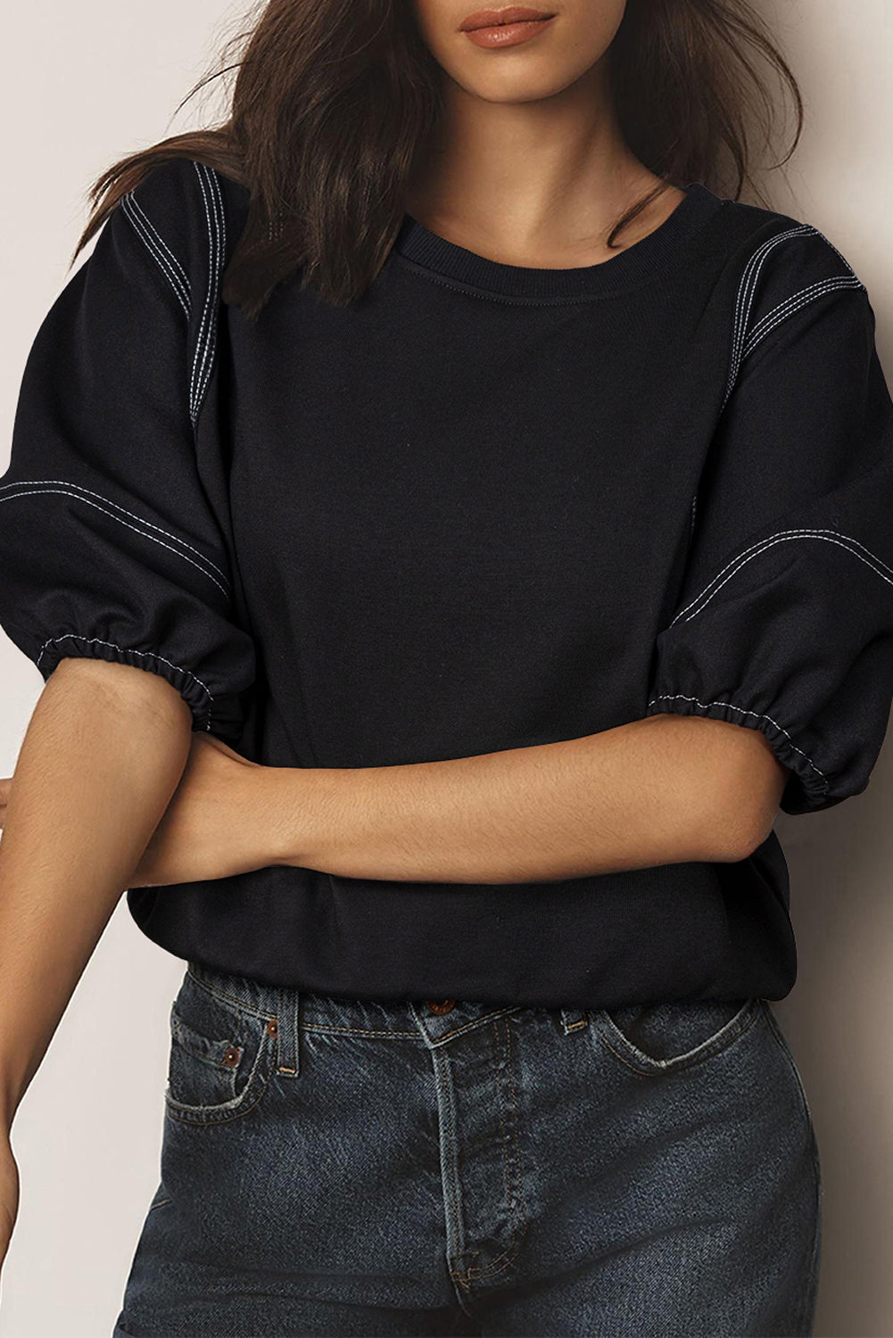 Blouse femme manches 3/4 — noir