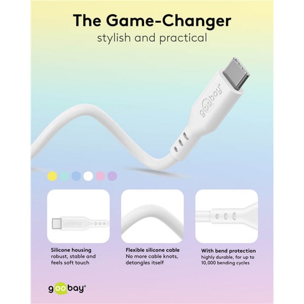 goobay USB 2.0 Silikonkabel türkis, USB-C Stecker > USB-C Stecker - goobay - vue 11