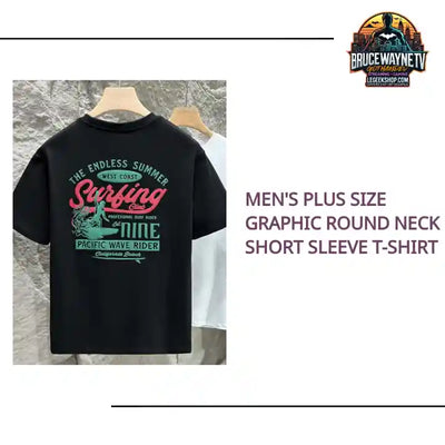 Men's Plus Size Graphic Round Neck Short Sleeve T-Shirt by@Outfy