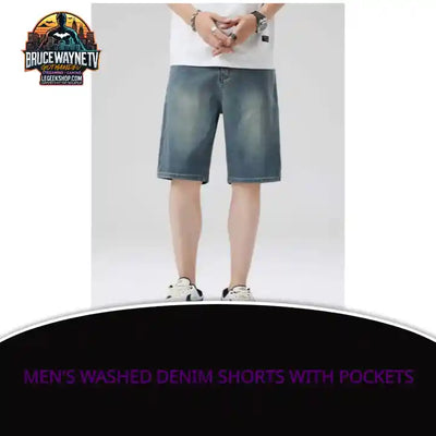 Men's Washed Denim Shorts with Pockets by@Outfy