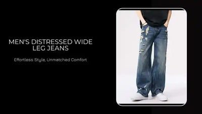 Men's Distressed Wide Leg Jeans by@Outfy