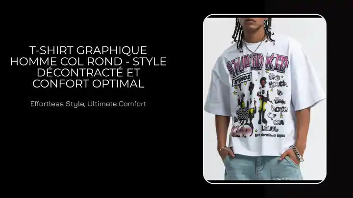 T-shirt Graphique Homme Col Rond - Style D&eacute;contract&eacute; et Confort Optimal by@Outfy