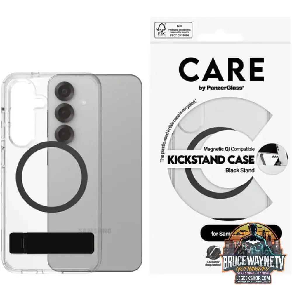 PanzerGlass Kickstand Case, Handyhülle transparent/schwarz, Samsung Galaxy S25, QI-kompatibel - PanzerGlass - vue 4
