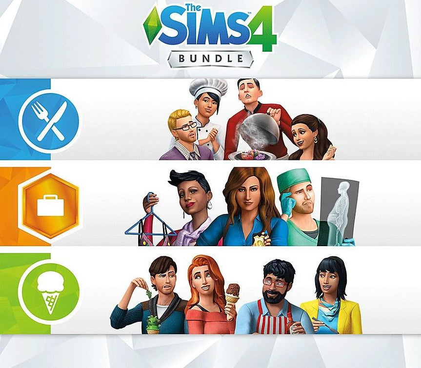 The Sims 4 - Get to Work DLC + Dine Out DLC + Cool Kitchen Stuff DLC Bundle