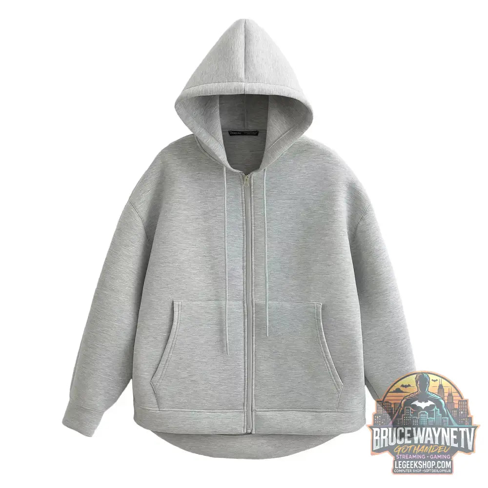 Veste Capuche Femme Bureau Automne Hiver Grandes Poches - Light Grey / L’ - Veste Femme